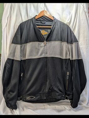 Power Trip Brand Mesh Panel Black w/gray Accent Motorcycle Jacket Men's SIze 4XL